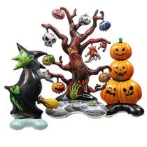 Conjunto de balões de Halloween Witch Tree, papel alumínio de abóbora, 3 unidades Conjunto de balões de Halloween Witch Tree, papel alumínio de abóbora, 3 unidades