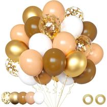 Conjunto de balões de látex Coffee Gold 30 unidades de 12 polegadas com detalhes em confete