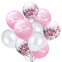 Conjunto de balões de látex Team Bride de 12 polegadas rosa, prata (10 unidades)