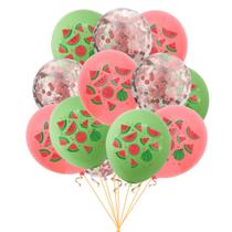 Conjunto de balões de melancia, 12 peças com confete para aniversário de verão Conjunto de balões de melancia, 12 peças com confete para aniversário de verão