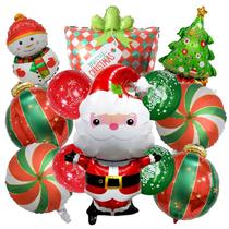 Conjunto de balões de Natal, 12 peças de árvore de Natal de boneco de neve do Papai Noel Conjunto de balões de Natal, 12 peças de árvore de Natal de boneco de neve do Papai Noel