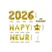 Conjunto De Balões De Números Dourados 2026, 23 Peças, Balões De Folha De 32 Polegadas Para