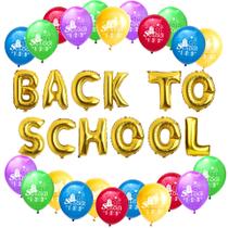 Conjunto de balões de volta às aulas, 25 unidades de papel metálico e látex de 40 cm
