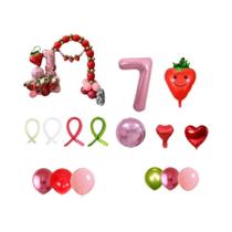 Conjunto De Balões Digitais De Morango Rosa De 32 Polegadas Para Decoração De Aniversário E