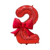 Conjunto De Balões Digitais Vermelhos De 32 Polegadas Com Laço, 2 Balões De Alumínio Para Decoração