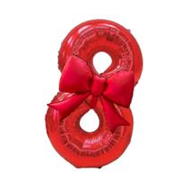 Conjunto De Balões Digitais Vermelhos De 32 Polegadas Com Laço, 2 Balões De Alumínio Para Decoração