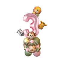 Conjunto De Balões E Utensílios De Mesa Em Forma De Animal Rosa Para Decorações De Festa De