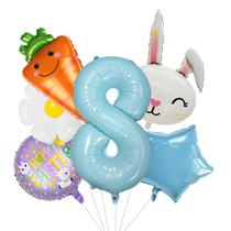 Conjunto de balões Easter Bunny Carrot Foil 32cm com número 8 x6