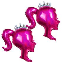 Conjunto de balões ECEAE Hot Pink Princess Girl Head com coroa x2