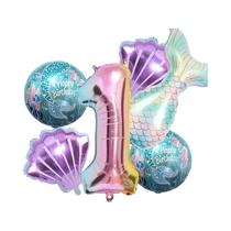 Conjunto De Balões Em Forma De Cauda De Sereia 6 Peças Tema Oceano Conto De Fadas Decoração De Festa