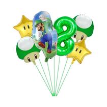 Conjunto De Balões Em Forma De Cogumelo Super Mario De 32 Polegadas 6 Peças Para Decoração De Festa