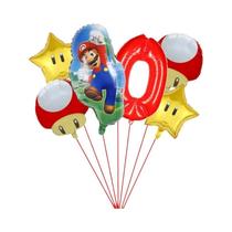 Conjunto De Balões Em Forma De Cogumelo Super Mario De 32 Polegadas 6 Peças Para Decoração De Festa