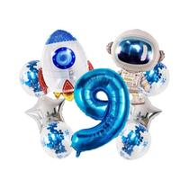 Conjunto De Balões Espaciais De Astronauta De 32 Polegadas, 9 Peças, Decoração De Festa Galáxia Para