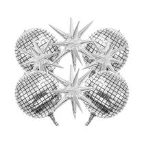 Conjunto De Balões Estrela Disco Prateados 8 Peças De Filme De Alumínio Para Decoração De