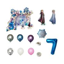 Conjunto De Balões Frozen Elsa Rainha Da Neve 92 Peças Decoração Para Festa De Aniversário E Chá De
