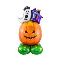 Conjunto de Balões Gigantes de Halloween - Abóbora, Fantasma, Bruxa e Suporte de Árvore