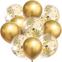Conjunto de balões Gold Confetti de látex de 12 polegadas (10 unidades) Conjunto de balões Gold Confetti de látex de 12 polegadas (10 unidades)