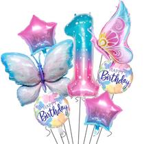 Conjunto de balões Gradient Butterfly & Star Foil, 11 unidades com 1 número