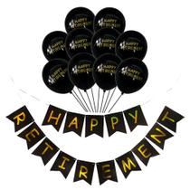 Conjunto de balões HAPPY RETIREMENT, látex e papel alumínio, 11 unidades