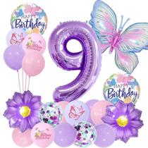 Conjunto de Balões HAUCIAJEIN para 9º Aniversário com Borboleta, 20 Peças Conjunto de Balões HAUCIAJEIN para 9º Aniversário com Borboleta, 20 Peças