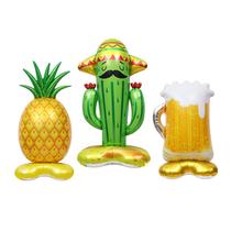 Conjunto de balões infláveis de alumínio, 3 peças, tema de verão com caneca de cactos, abacaxi e cerveja Conjunto de balões infláveis de alumínio, 3 peças, tema de verão com caneca de cactos, abacaxi e cerveja