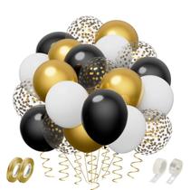 Conjunto de balões JHBVHBH Gold Confetti, pacote com 100 fitas e tiras