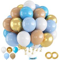 Conjunto de balões JOBKOO, azul claro, branco, ouro, 60 unidades, azul bebê