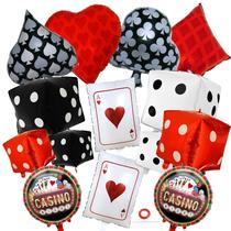 Conjunto de balões Licidecopai, dados e cartas de pôquer, tema de cassino Conjunto de balões Licidecopai, dados e cartas de pôquer, tema de cassino