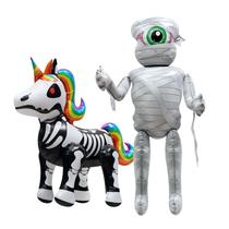 Conjunto de balões metalizados 3D de Halloween Standing Mummy & Skeleton Unicorn