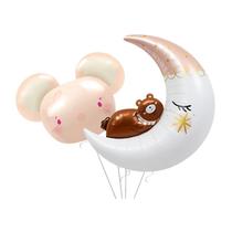 Conjunto de balões metalizados com design de lua e urso para chá de bebê ou festa