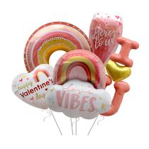 Conjunto de balões metalizados com tema do Dia dos Namorados Rainbow Heart x5 Conjunto de balões metalizados com tema do Dia dos Namorados Rainbow Heart x5