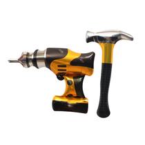 Conjunto de balões metalizados em forma de ferramenta Cartoon Hammer and Drill x2 Conjunto de balões metalizados em forma de ferramenta Cartoon Hammer and Drill x2