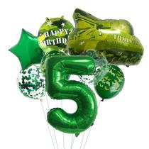 Conjunto de balões Military Tank Camo Theme com papel alumínio número 5 x8