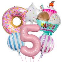 Conjunto de balões para donuts e papel alumínio de sorvete, 6 peças para festa de aniversário Conjunto de balões para donuts e papel alumínio de sorvete, 6 peças para festa de aniversário