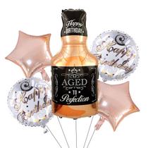 Conjunto de balões para garrafas de uísque, 5 unidades, Feliz Aniversário”