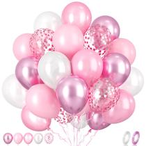 Conjunto de balões Paready Pink 60 unidades de látex metálico pérola de 30 cm Conjunto de balões Paready Pink 60 unidades de látex metálico pérola de 30 cm