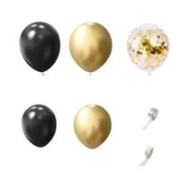 Conjunto De Balões Preto E Dourado 107 Peças De Látex Para Formatura, Aposentadoria, Casamento,