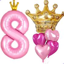 Conjunto de Balões Princesa Florisland 40" Rosa Coroa 8