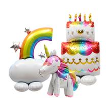 Conjunto de balões Rainbow Unicorn Birthday Cake, 3 unidades Conjunto de balões Rainbow Unicorn Birthday Cake, 3 unidades