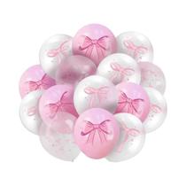 Conjunto De Balões Rosa E Branco Com Laço 12 Peças Balões De Látex De 12 Polegadas Com Confete Para