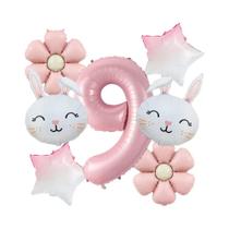 Conjunto De Balões Rosa Número 1-9 De 32 Polegadas, 7 Peças, Decoração De Festa De Aniversário E