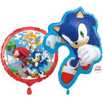 Conjunto de Balões Sonic The Hedgehog - 2 Balões Multicoloridos em Foil