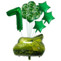 Conjunto de balões, tanque de camuflagem militar de 32 polegadas com 14 unidades para festa de meninos Conjunto de balões, tanque de camuflagem militar de 32 polegadas com 14 unidades para festa de meninos