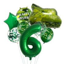 Conjunto de balões, tanque militar de camuflagem, 8 unidades com 32 polegadas, número 6