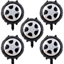 Conjunto de balões Tire Foil, 5 peças de 18 polegadas, preto e prata