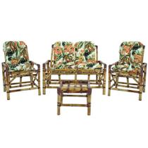Conjunto de Bambu com Namoradeira e Mesa de Centro + 4 Almofadas, para sacada, área externa T12