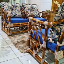 Conjunto De Bambu Tecido Impermeável Poltronas Fibra Sintética junco cadeiras Móveis