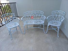 Conjunto de Banco e 2 Poltronas Para Jardim Viena em Alumínio Fundido Unifer Móveis