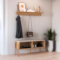 Conjunto de Banco Sapateira com Prateleira Oslo Hanover e Dourado