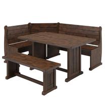 Conjunto de Bancos com Mesa em Madeira Maciça Walnut